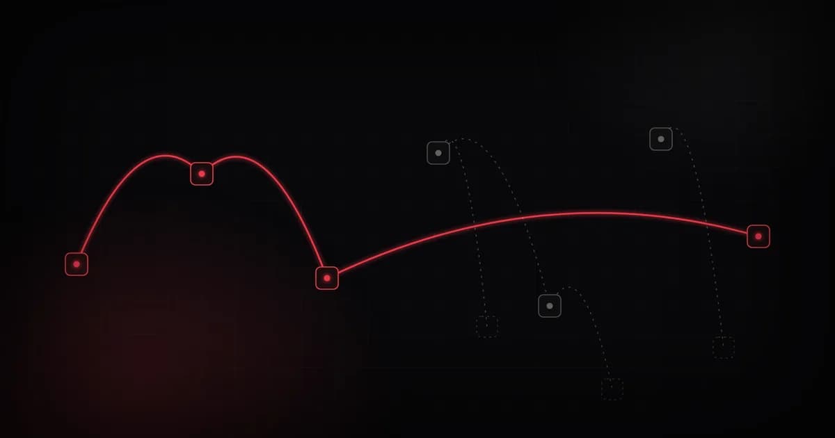A workflow node graph where several connections trail off as dashed lines into nodes that don't exist